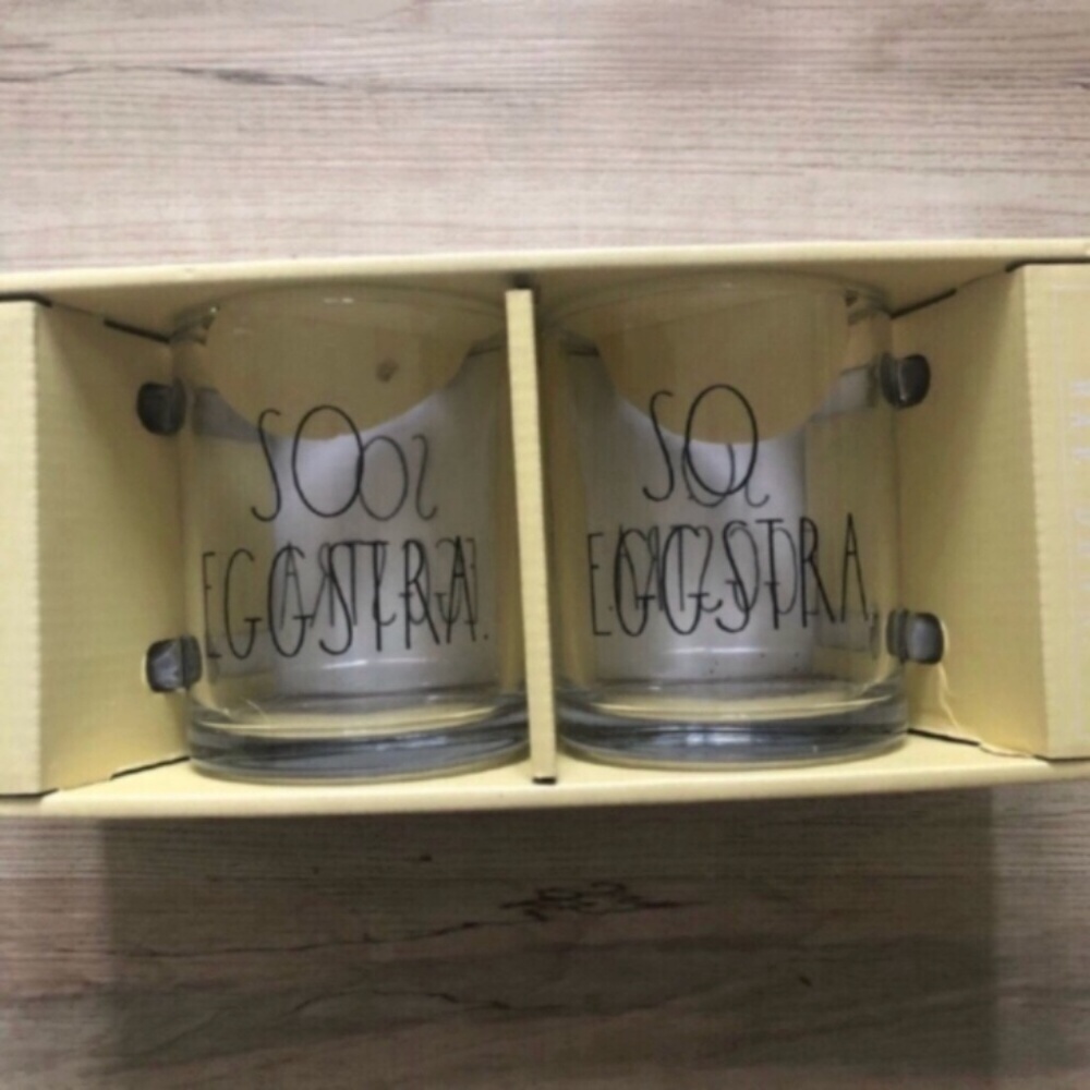 Easter Rae Dunn So EGGstra Set of Two 18oz Glass Mugs